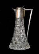 ROYAL BRIERLY CRYSTAL & SILVER MOUNTED CLARET JUG, London 1979, retailed through Harrods Ltd.,