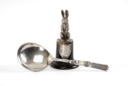 GEORGE V SILVER NOVELTY RABBIT TROPHY, A.L. Davenport, Birmingham 1932, ebonised plinth applied with
