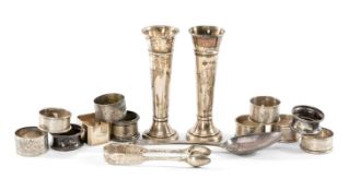 ASSORTED SILVERWARE, including George III provincial bright-cut tablespoon with engraved handle