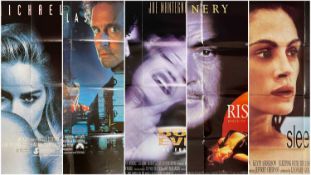 FIVE MODERN THRILLER CINEMA POSTERS Basic Instinct (1992), Black Rain (1989), Body of Evidence (