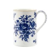 CAUGHLEY BLUE & WHITE STRAIGHT-SIDED TANKARD, decorated in the Rose Centred Bouquet pattern, c.