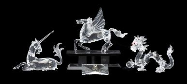 SWAROVSKI CRYSTAL SCULPTURES, including Fabulous Creatures 'Dragon' 1997, boxed and with