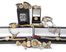 ASSORTMENT OF LADIES' FASHION WRISTWATCHES, including ladies' Gradus gold-plated watch ring, and