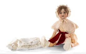 HEUBACH KOPPELSDORF BISQUE-HEADED DOLL 'MARY', sleeping blue glass eyes with lashes, composition