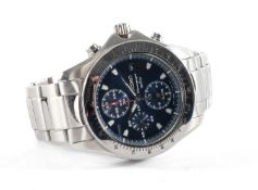 SEIKO CHRONOGRAPH 100M STAINLESS STEEL-CASED GENT'S WRISTWATCH, blue dial with three subsidiary