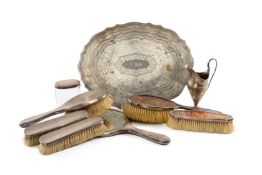 GEORGE III SILVER HELMET SHAPED JUG (marks rubbed), 15.5cms, 3.8ozt (120g); silver four-piece