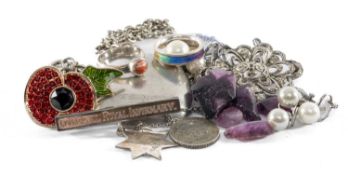 LIVERPOOL INFIRMARY SILVER BROOCH by Deakin & Francis, silver and marcasite brooch, two silver