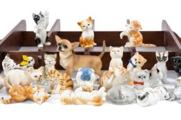 DANBURY MINT COLLECTION OF MINIATURE FIGURES 'CATS OF CHARACTER', with wooden wall rack