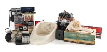 ASSORTED COLLECTABLES, including Pentax Spotmatic F camera, other cameras, cased binoculars, vintage