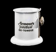RARE BUTCHER'S ADVERTISING ENAMEL OX TONGUE PRESS, 'Armour's Veribest Ox-Tongue', early 20th