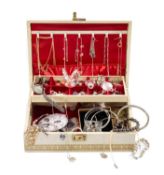 ASSORTED COSTUME JEWELLERY, including bracelets, bangles, necklaces, and earrings, some silver