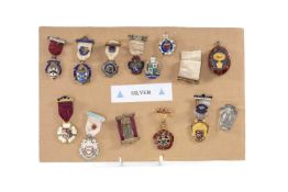 COLLECTION OF MASONIC JEWELS, seven hallmarked silver Provenance: private collection Denbighshire