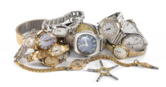 SILVER-CASED OPEN-FACED POCKET WATCH, and a number of vintage wristwatches Provenance: deceased