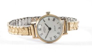 ROTARY 18CT GOLD LADIES' WRISTWATCH, 20mms dial, manual movement, on a later expandable bracelet