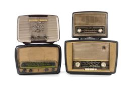 FOUR VINTAGE BAKELITE CASED RADIOS, including Murphy A362, 37 x 26cms; Murphy A474, 46cms; Philips