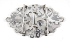 SILVER TWO-PIECE NURSE'S BELT BUCKLE, pierced and chased design, Henry Williamson Ltd., Birmingham