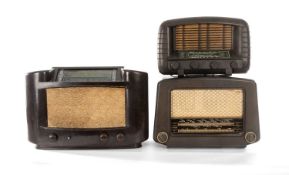 STRAD BROWN BAKELITE RADIO, 40 x 26cms; Cossor 524 brown Bakelite radio; and Philips brown