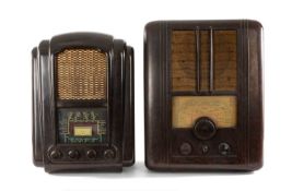 EKCO A.W.70 BROWN BAKELITE RADIO, 50 (h) x 39cms (w); and Ferranti brown Bakelite radio, 46 (h) x