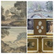 19TH CENTURY ENGLISH SCHOOL pair of watercolours - rural views, unsigned, 23 x 30cms; and a small