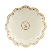 WEDGWOOD CREAMWARE BOWL, c. 1800, circular lobed design, the border gilded and painted with a