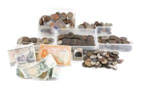 ASSORTMENT OF BRITISH & WORLD COINS, including small number of bank notes Provenance: deceased