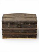 VICTORIAN WOODEN BOUND DOME-TOP TRUNK, 52 (h) x 77 (w) x 47cms (d) Provenance: private collection