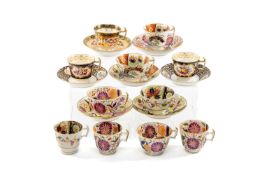 ASSORTMENT OF REGENCY DECORATED CUPS & SAUCERS, including Spode and Coalport (18) Provenance: