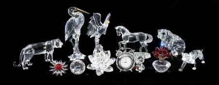 SWAROVSKI CRYSTAL SCULPTURES, including Bald Eagle, boxed and with certificate; Bear, boxed and with