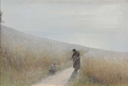 JOHN WHITE RI (British, 1851-1933) watercolour - entitled 'Granny's Nosegay, Beer Bay', signed lower