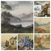 ASSORTMENT OF DECORATIVE PICTURES & PRINTS, to include four decorative watercolours, including one