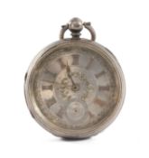 A.D. CALLCOTT, MALPAS SILVER-CASED OPEN-FACED POCKET WATCH, Chester 1893, 50mms (diam.)