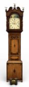 19TH CENTURY OAK & MAHOGANY LONGCASE CLOCK, arched painted dial, John Taylor Grantham, with