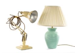 HERBERT TERRY ANGLEPOISE LAMP, and modern green glazed pottery lamp (2) Provenance: private