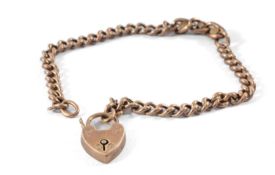 9CT GOLD CURB-LINK BRACELET with padlock clasp, 18cms (l), 6.4g Provenance: private collection
