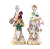 PAIR OF MEISSEN PORCELAIN FIGURES, late 19th / early 20th century, lady and gentleman in 18th