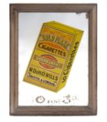 VINTAGE ADVERTISING MIRROR 'GOLD FLAKE CIGARETTES', W.D. & H.O. Wills, Bristol & London, 10 4 3d, 49
