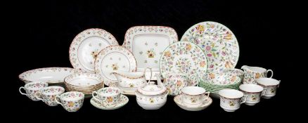 MINTON 'HADDON HALL' PATTERN CHINA TEA & DINNERWARE, including tea set with eight cups and