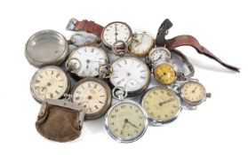 ASSORTMENT OF POCKET WATCHES & VINTAGE WRISTWATCHES, including silver-cased key-wind pocket watch,