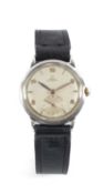 VINTAGE OMEGA AUTOMATIC STAINLESS STEEL-CASED WRISTWATCH, silvered dial with subsidiary seconds