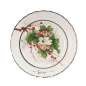 LLANELLY POTTERY TEA PLATE circa 1910, painted by Samuel Shufflebotham with glowering briar rose