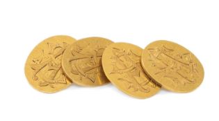 18CT GOLD CUFFLINKS relating to Solomon Andrews, oval panels with chain-link engraved with 'S.A.'