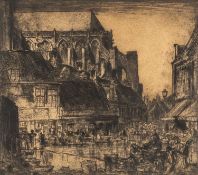 ‡ SIR FRANK BRANGWYN RA (Welsh 1867-1956) etching - entitled verso, 'Apse of St. Walburgh Furnes',
