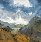 ‡ DAVID GROSVENOR (b.1956) oil on canvas - entitled verso, 'Nant Gwynant I' on Ffin-y-Parc Gallery