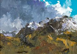 ‡ DAVID GROSVENOR (b.1956) oil on canvas - entitled verso, 'Y Garn, Nant Ffrancon' on Ffin-y-Parc
