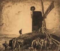 ‡ SIR FRANK BRANGWYN RA (1867-1956) etching - entitled verso, 'The Black Mill, Winchelsea',