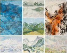 ‡ GWILYM PRICHARD (Welsh 1931-2015) seven preliminary watercolours - landscapes, two signed, all
