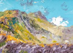 ‡ DAVID GROSVENOR (b.1956) oil on canvas - entitled verso, 'Snowdon's South Ridge', signed, 12 x