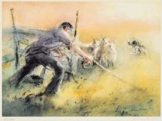 ‡ WILLIAM SELWYN (Welsh b. 1933) limited edition (65/300) print - herding sheep, fully signed in