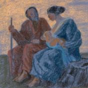 ‡ CLAUDIA WILLIAMS (1933-2024) pastel - entitled verso, 'Holy Family', signed with initials, 23 x