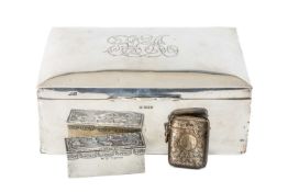 SILVER TABLE OR CIGAR BOX, Sheffield 1905, the slightly domed hinged cover engraved with monogram '